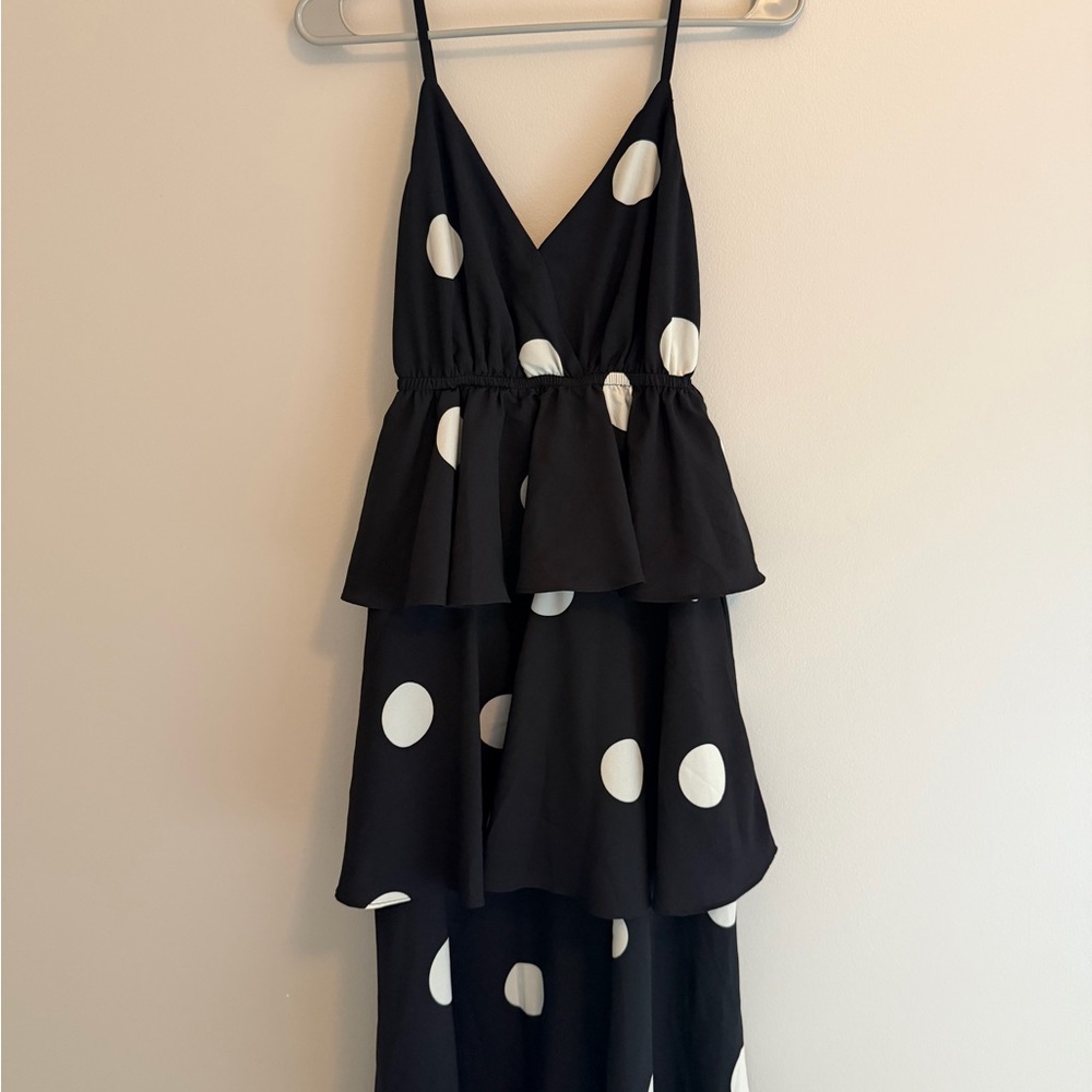 Women's Black Polka Dot Maxi Dress
